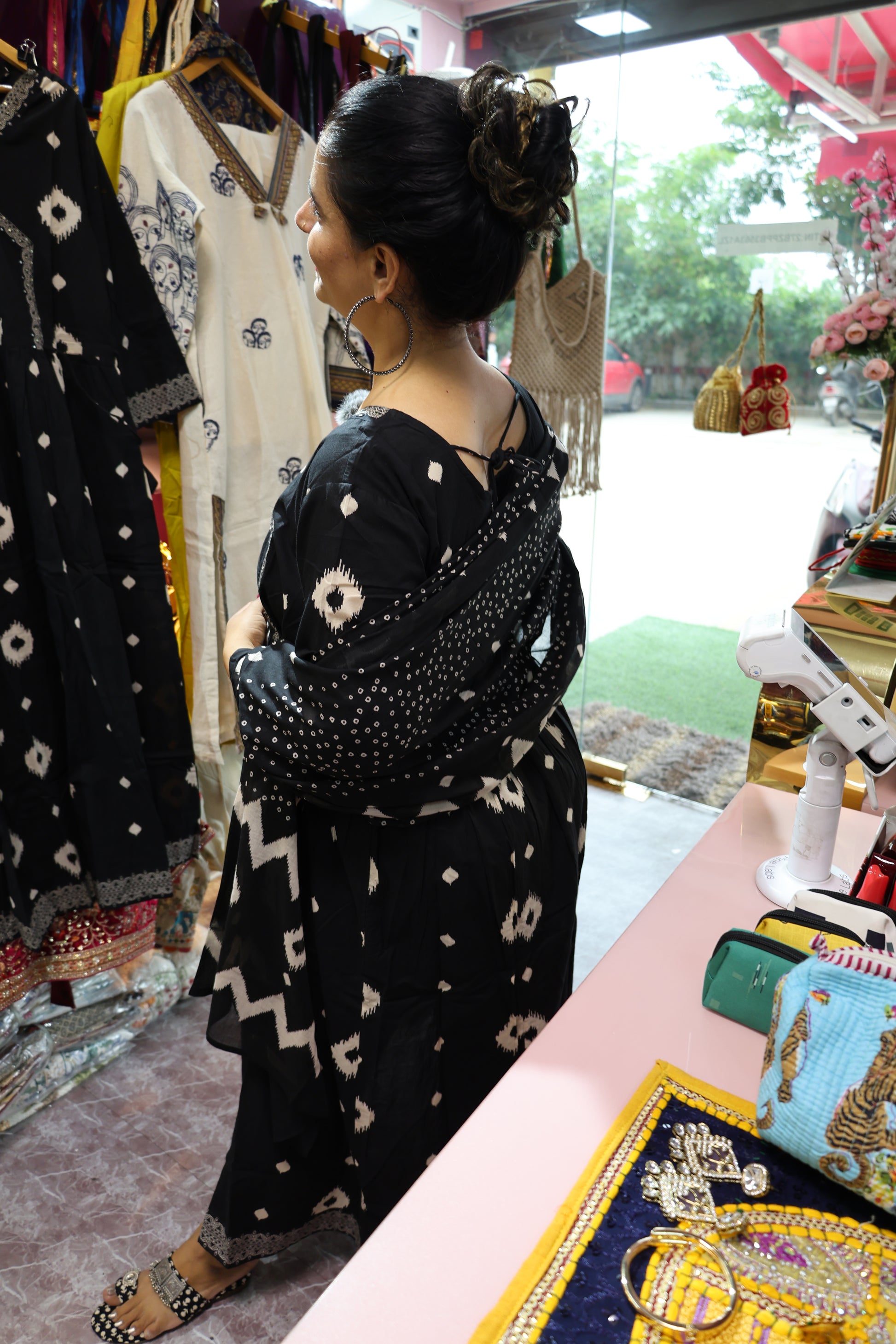Pure MulMul Cotton Angrakha Suit with Ikat Print with One Side Pocket |. HarPalFashionable