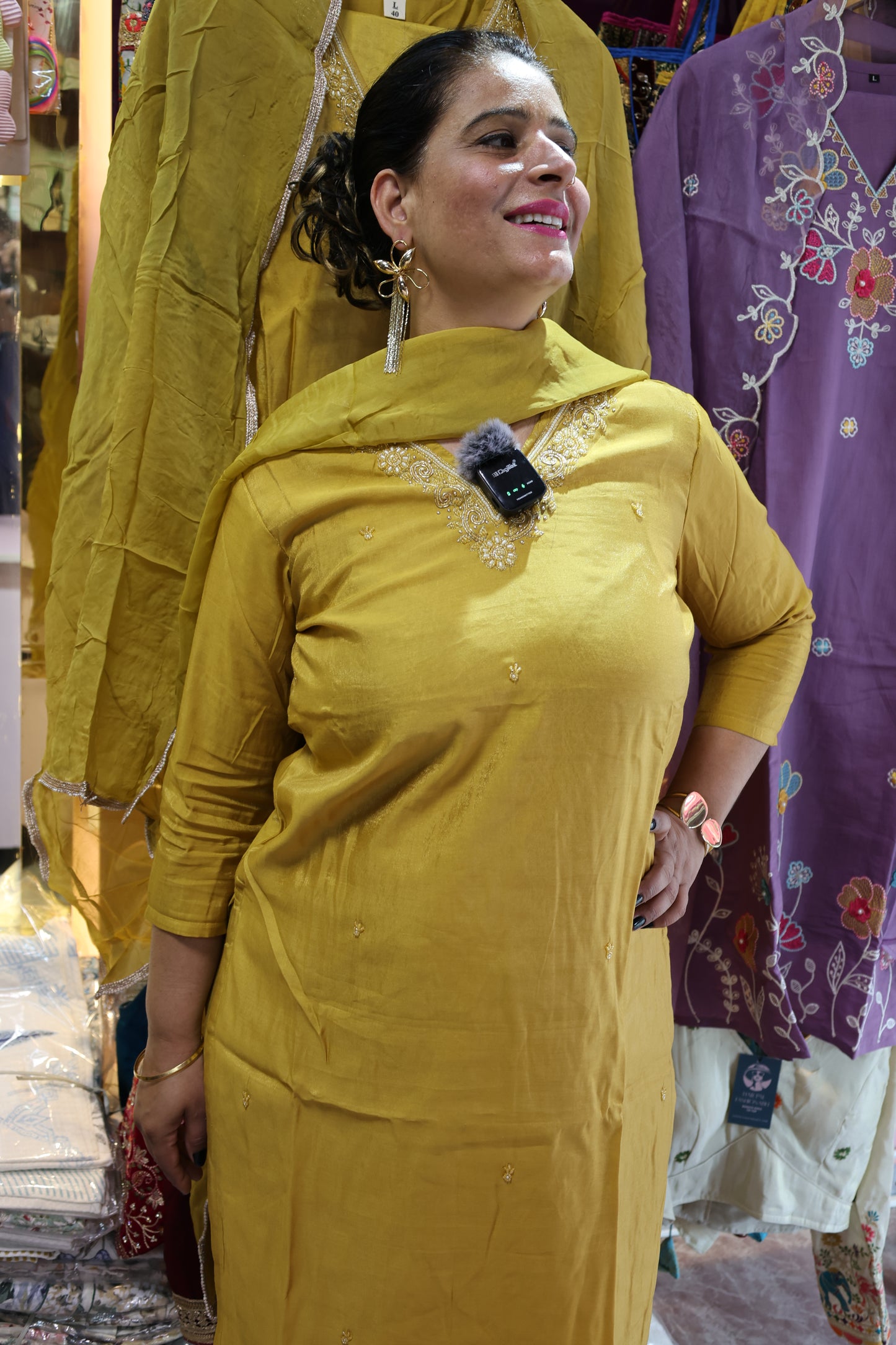 Pure Mul Chanderi Fabric Suit Set with Zardosi and Moti Work. Designer Suit on a Rust Golden Color | Har Pal Fashionable 