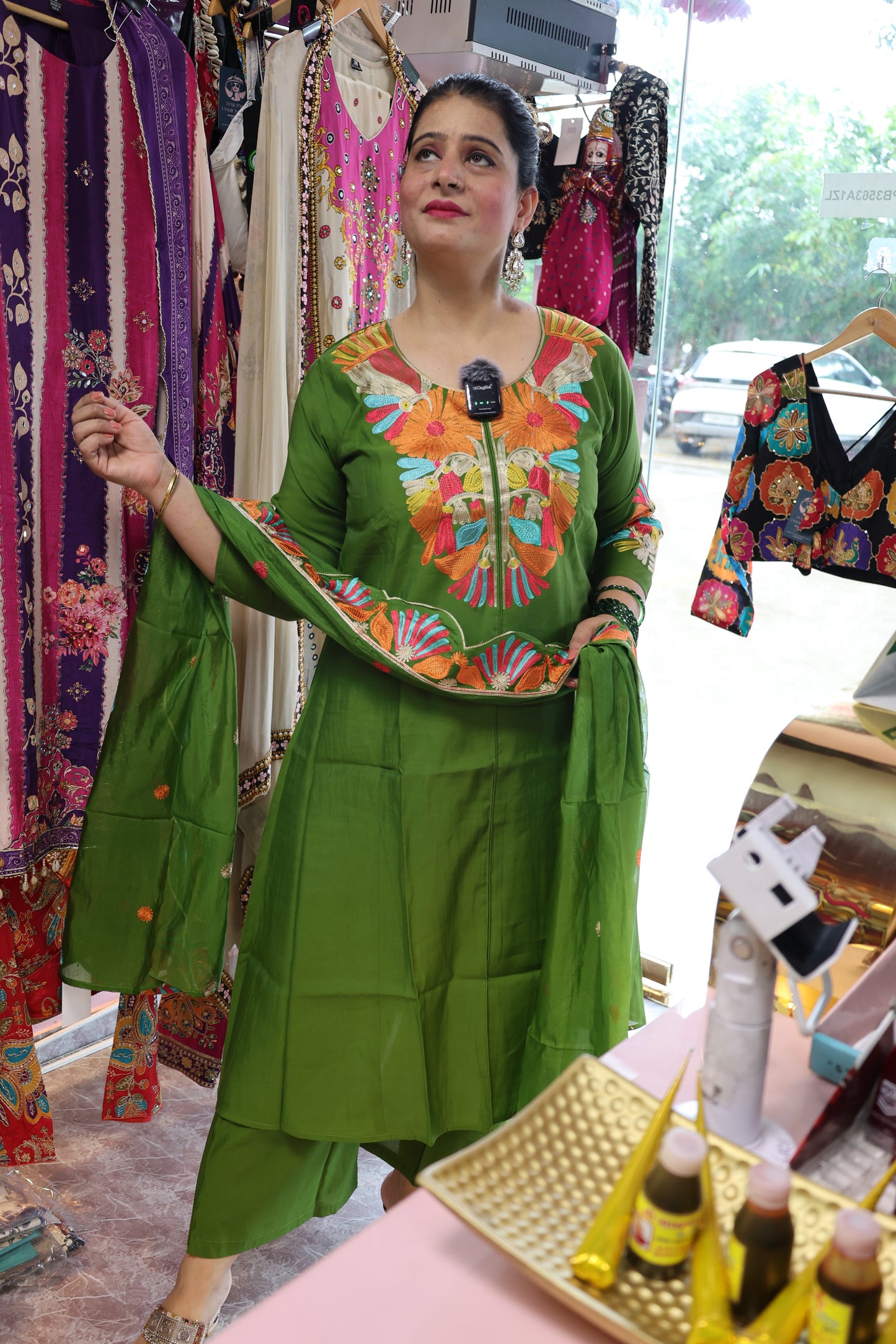 Premium Butter Muslin Soft Fabric, Fully Thread Work Embellished along with Plazzo and Two Sides Pockets