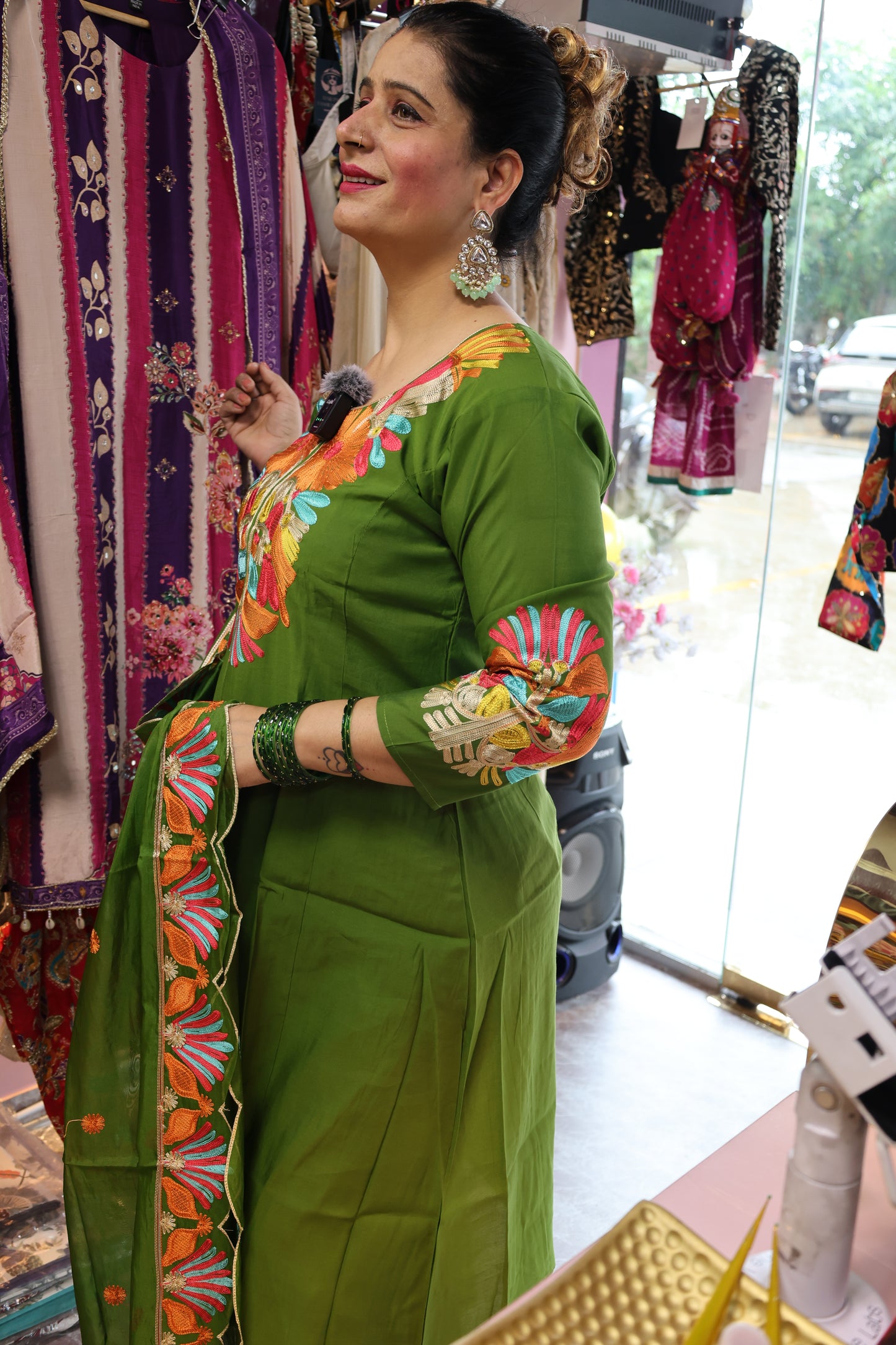 Premium Butter Muslin Soft Fabric, Fully Thread Work Embellished along with Plazzo and Two Sides Pockets