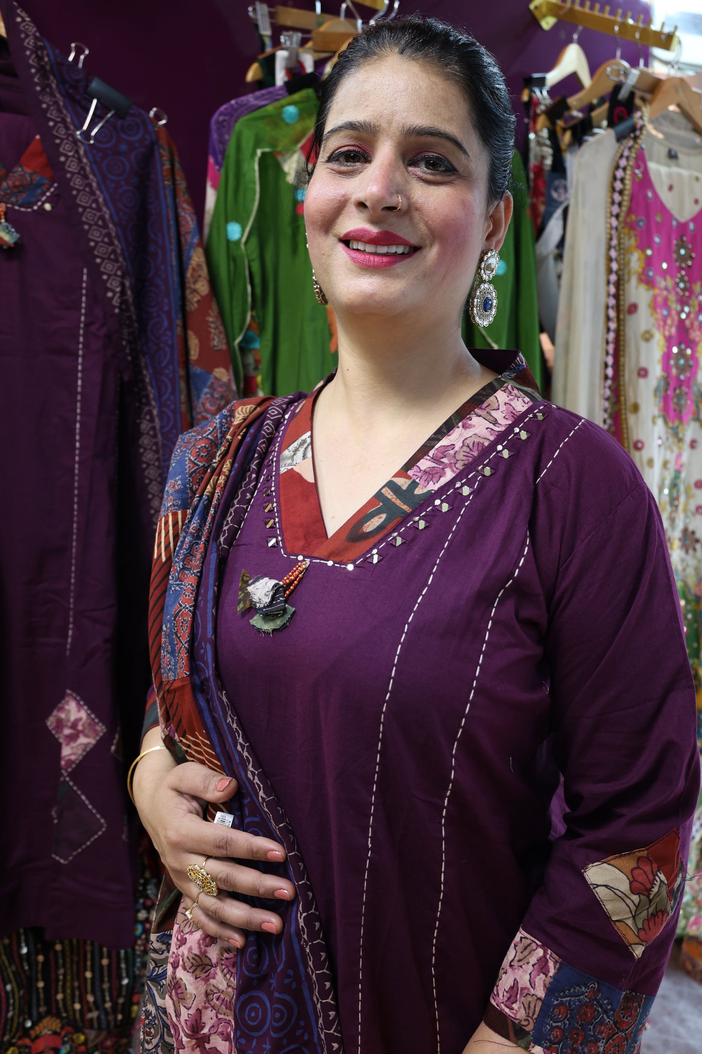 Flex Cotton Trendy Suit. Embellished with Tassels, Appliqué & Katha Thread Work