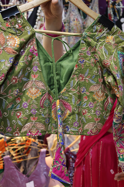 Crepe Fabric Embellished with Dora Work & Multicolor Color with Heavy Embroidery