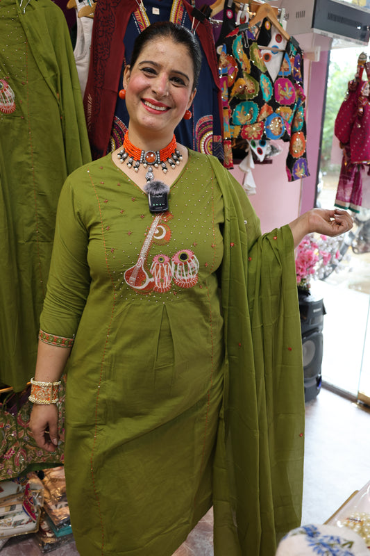 Mul-Mul Cotton Fabric Authentic Suit with HandWork Detailing