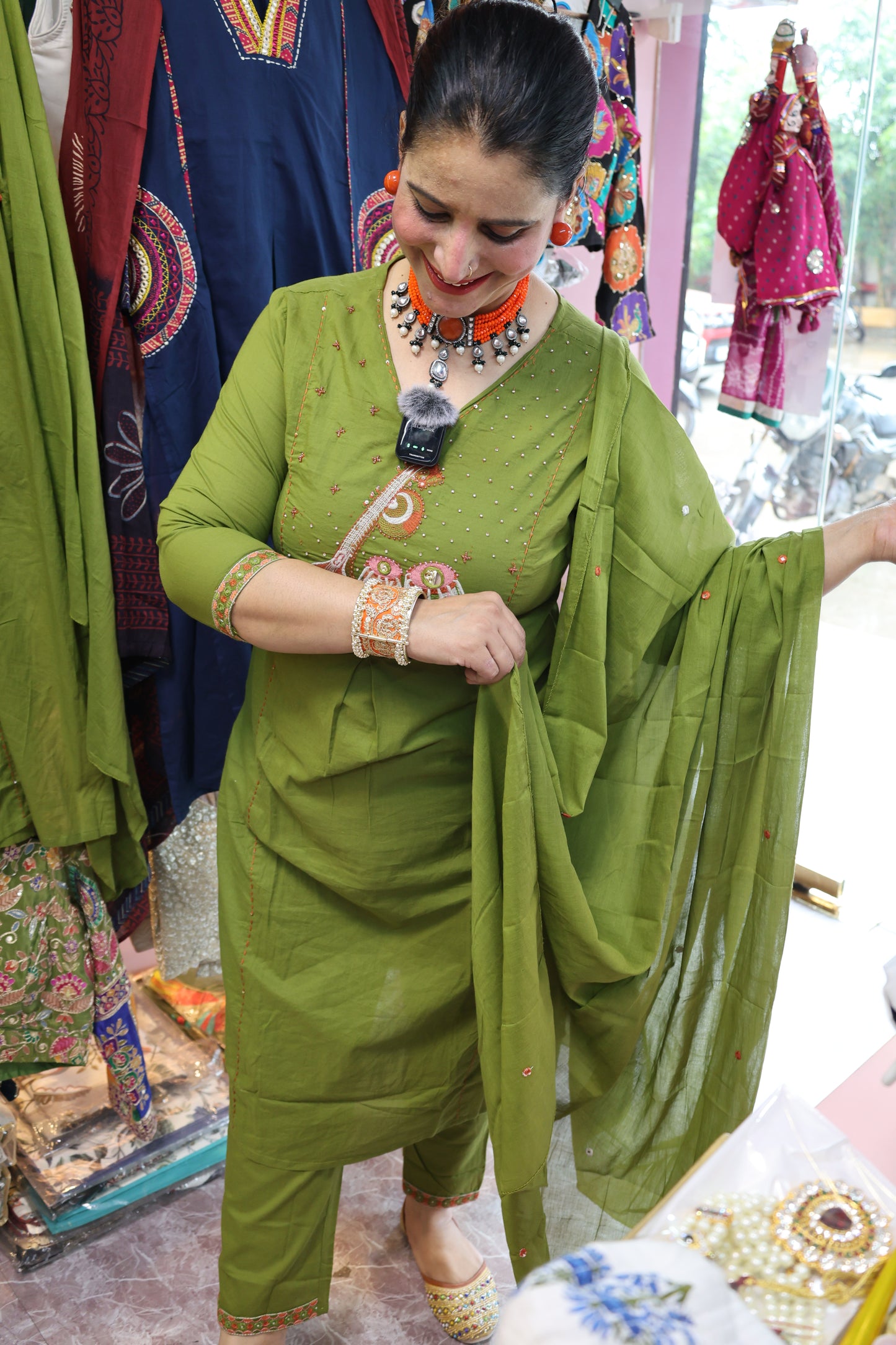Mul-Mul Cotton Fabric Authentic Suit with HandWork Detailing