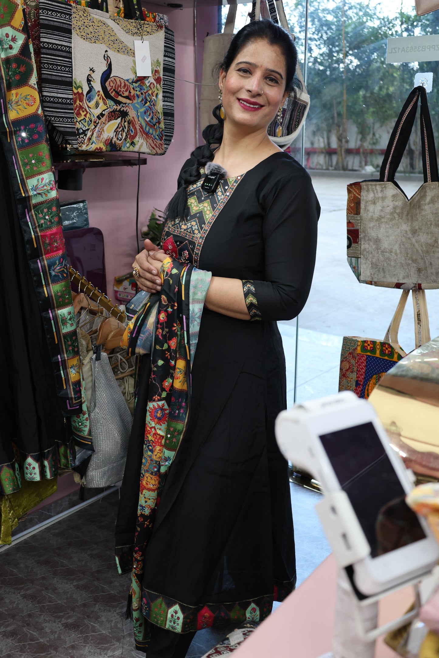 Pure Muslin Fabric - Full Flair Anarkali Embroidery Suit with a beautiful real mirror dupatta