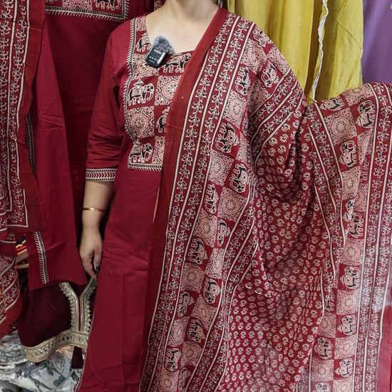 Pure Cotton Suit Set on the Sabyasachi Print, Beautiful Dupatta Full Length. Mandala + Sabyasachi and Real Mirror Work Detailing