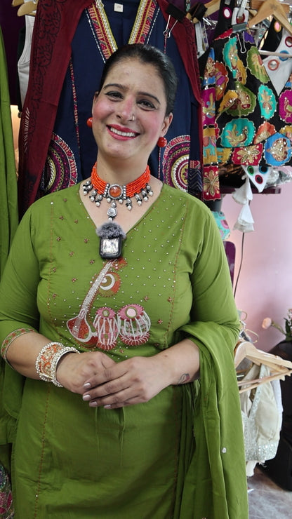 Mul-Mul Cotton Fabric Authentic Suit with HandWork Detailing