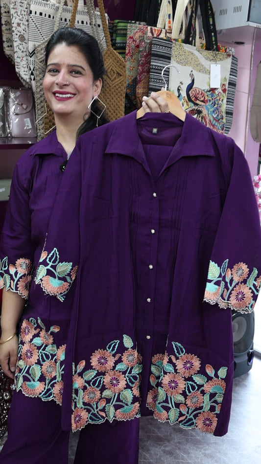 Russian Silk Fabric Trendy Co-ord Set