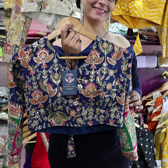 Premium Maheshwari Silk Blouse – Fully Embroidered with Multi-Color Detailing - Har Pal Fashionable