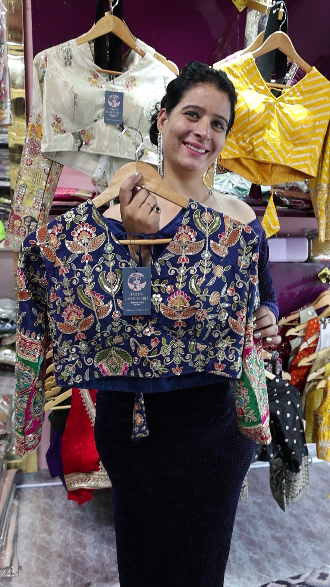 Premium Maheshwari Silk Blouse – Fully Embroidered with Multi-Color Detailing - Har Pal Fashionable