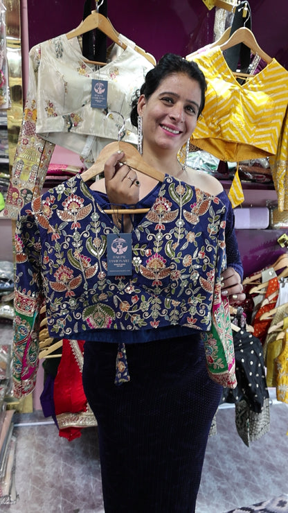 Premium Maheshwari Silk Blouse – Fully Embroidered with Multi-Color Detailing - Har Pal Fashionable
