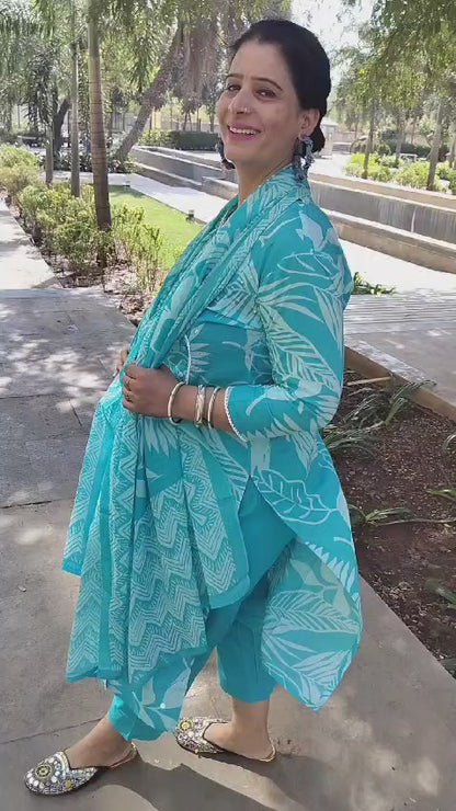 Pure Cotton Angrakha Suit | Kalamkari Print | Elegant Ethnic Wear - Har Pal Fashionable