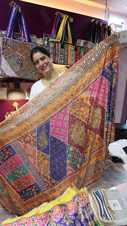 Ethnic Motifs Printed Dupatta With Mirror Work