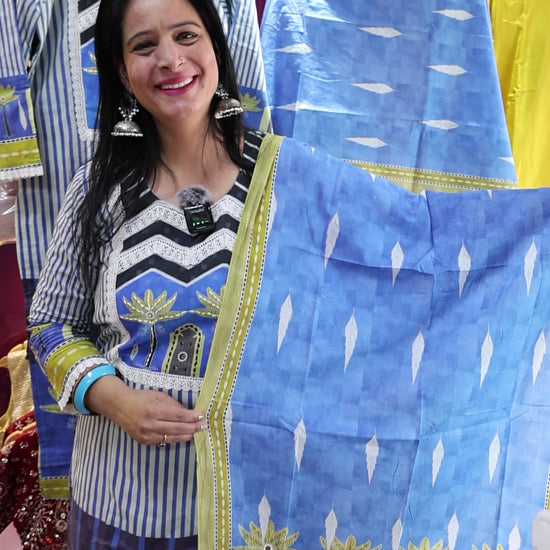 Mulmul Cotton Straight Cut Suit | Braj Bhumi Print | Ethnic Elegance - Har Pal Fashionable