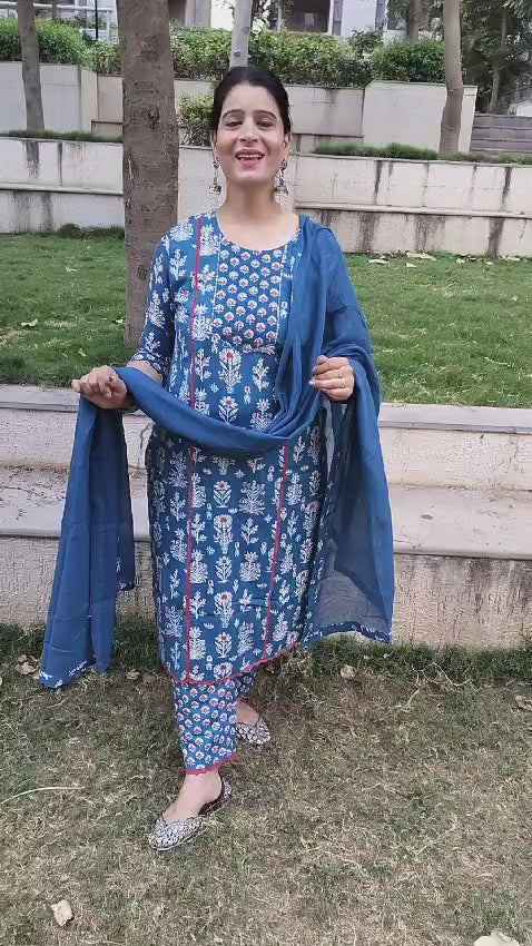 Indigo Pure Cotton Jaipuri Suit – Butta Print | Casual & Comfortable Ethnic Wear - Har Pal Fashionable